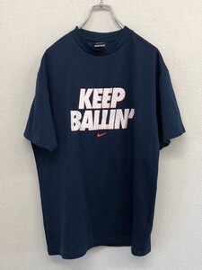 NIKE　ナイキ　半袖Tシャツ　メンズ　Lサイズ　ビッグプリント　ネイビー　ナイキ部　DRI-FIT　古着