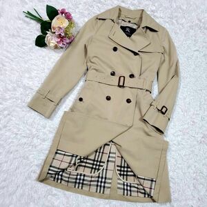 美品 S バーバリー トレンチ コート ベージュ ウール100 ライナー ノバチェック BURBERRY 大きいサイズ 36 日本製 羊毛 スプリング 春