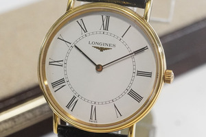 1円~【w200】実働　LONGINES／ロンジン　L4.637.2　クオーツ　ボーイズ　ユニセックス　ホワイト文字盤　箱付き　美品　純正ベルト　腕時計