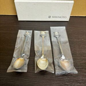 s0603601 MIKIMOTO ミキモト スプーン カトラリー 3本セット 有名ブランド 真珠 パール付き 食器 銀食器 未開封 未使用 新古品