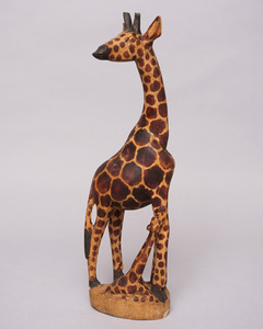 アフリカ　ケニア　親子　キリン　木彫り　Lサイズ　置き物　オブジェ　彫刻　動物　アフリカ雑貨　