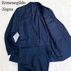 キングサイズ56 4XL エルメネジルド ゼニア オールシーズン ツイル 通年 薄手 ネイビー 紺 セットアップ スーツ ビジネス 黒タグ Zegna