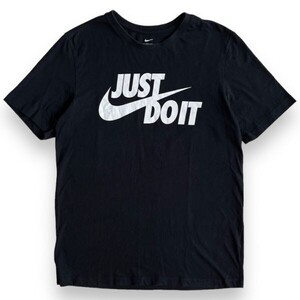 NIKE ナイキ JUST DO IT 半袖 プリント ロゴ コットン Tシャツ S/S 丸首 トップス カットソー スポーツ M ブラック 黒