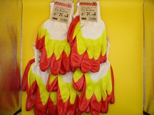 レターパックプラス発送　新品　在庫処分品 KACHIBOSHI　ダブルラバーV 背抜き手袋　5双セット フリーサイズ/農作業/組み立て作業/運搬