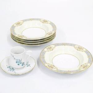 Berry Haute Porcelaine Creation L Lourioux コーヒーカップ & Noritake オールド ノリタケ スープ皿 5枚 まとめて セット フランス Kキ00