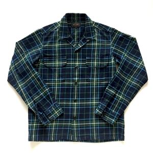 美品 BEAMS PLUS Open collar Flannel shirt ビームスプラス オープンカラー フランネルシャツ Sサイズ ボックス型シルエット ワークシャツ