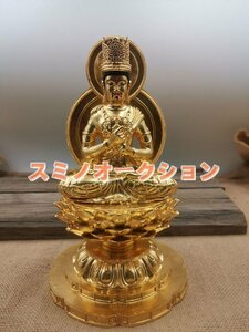 仏像 大日如来 22cm（金メッキ/純銅材質）真言宗 仏壇仏像 置物 （未・申年生まれ） 十二支守り本尊 干支