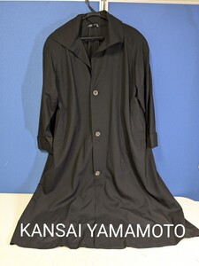 12253　KANSAI YAMAMOTO　秋物コート　ロングコート　黒　身長160　胴囲90　胸囲82　