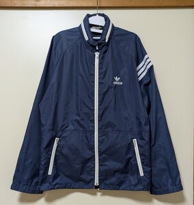 adidas アディダス descente デサント製 ナイロンジャケット ウインドブレーカー ネイビー 紺 古着 レア ヴィンテージ 80s 90s