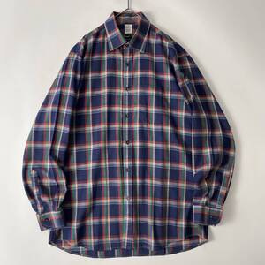 【80s-90s/美品】David Gregg size/M ルーマニア製 VINTAGE SHIRT ヴィンテージ古着 マドラスチェック 長袖シャツ ネイビー ユーロ古着