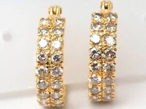 【5909T】K18 天然ダイヤモンド 計2.00ct/1.00ct/1.00ct/3.9g ピアス