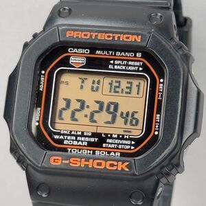 極美品 G-SHOCK GW-M5610R-1JF タフソーラー 電波受信 電波ソーラー マルチバンド6 スクウェア ブラック オレンジ オレンジ液晶