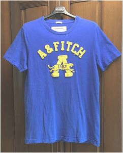 Abercrombie＆Fitch アバクロ★アップリケロゴ・Tシャツ・ブルー×イエロー・メンズMサイズ★美品