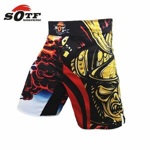 ファイトショーツ 格闘技 MMA ボクシング ハーフパンツ 侍柄 Lサイズ 海外ブランド 新品