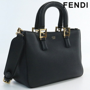 11/5はさらに+10倍 中古 フェンディ トートバッグ レディース ブランド FENDI FFトート スモールバッグ レザー 8BH367 ブラック バッグ