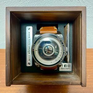 【美品】TACS VINTAGE LENS AUTOMATICⅡTS 1803A 手巻き 腕時計 革バンド カメラ ビンテージレンズ タックス