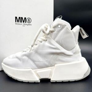 1円 【極上品】 Maison Margiela メゾンマルジェラ MM6 ホワイト ハイトップ パデット ランナー ハイカット スニーカー シューズ 靴 25cm位