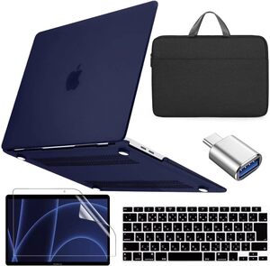 Conbovo MacBook Air 13 ケース A2337 A2179 (５点セット)カバー＋ケース＋液晶保護フィルム＋キーボードカバー＋ Type C ネービーブルー