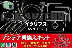 GPS一体型ケーブル & フィルムアンテナ セット イクリプス ECLIPSE DTVF12 同等品 AVN-F02i 用 VR1 コネクター 地デジ ワンセグ フルセグ