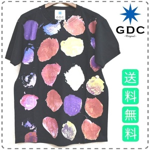 男女兼用 ユニセックス メンズSサイズ 黒 GDC ジーディーシー 半袖丸首プリントTシャツ 水玉 ドット 綿100％ コットン 全国送料無料 A625