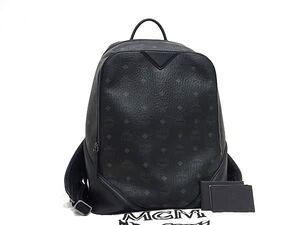 1円 ■美品■ MCM エムシーエム モノグラム ヴィセトス柄 レザー リュックサック バックパック デイパック レディース ブラック系 FF6230