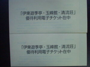 ★FJネクスト 株主優待券「 伊東遊季亭・玉峰館・清流荘 優待利用電子チケット」 1万円×２名義分（エフジェーネクスト株主優待）