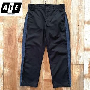 【美品】AiE NEW YORK サイドライン トラウザーズ パンツ チノパン M ブラック ネペンテス取扱