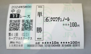 中山競馬場　ホープフルステークス2024　クロワデュノール現地的中単勝馬券 匿名配送