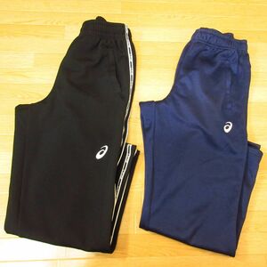 ◎asics アシックス Sサイズ 2本セット◆ジャージパンツ ロング丈 スポーツウェア◆メンズ 黒x紺 まとめ売り◆C1475