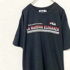 Tシャツ 半袖 フィラ FILA プリントロゴ 刺繍ロゴ M 綿 コットン