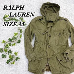 送料無料　 POLO RALPH LAUREN ポロ ラルフローレン　 ミリタリー フィールドジャケット　ビンテージ加工　M　ライナー付　カーキ 