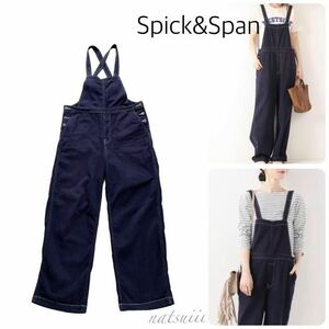 Spick&Span スピックアンドスパン . コットン ネイビー シリンダル サロペット 紺 オーバーオール 大人カジュアル オールシーズン 送料無料