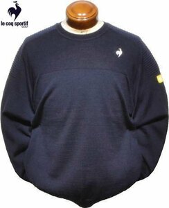 【ネイビー 3Lサイズ】 ルコックゴルフ セーター メンズ QGMWJL01 手洗い可 クルーネックセーター ニット 2023年秋冬新作