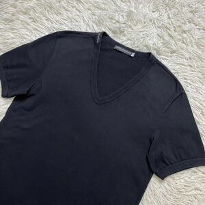 美品 46 M-L相当 ドルチェ＆ガッバーナ DOLCE＆GABBANA D&G 半袖 Tシャツ ブラック 黒 イタリア製 Vネック カットソー 