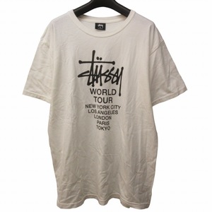 ステューシー STUSSY 美品 Tシャツ カットソー WORLD TOUR プリント 半袖 白 ホワイト M ■GY06 0806 メンズ