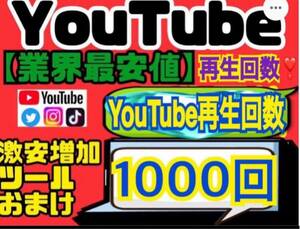 業界最安値★高品質【YouTube再生回数1000回おまけ】増加ツールのセット！！ 