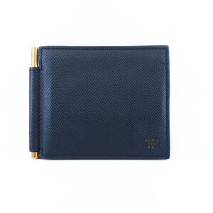 ■ 1円 ～ 正規 中古 美品 ■ TOM FORD トムフォード ■ マネークリップ ■ 二つ折り 財布 レザー ブラック 黒 ゴールド 金 メンズ