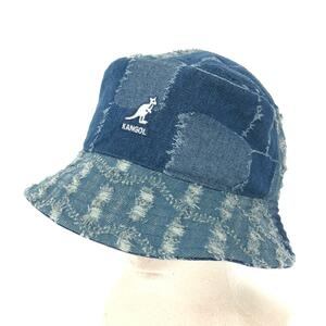 未使用品◆KANGOL カンゴール バケットハット 帽子 M◆ ブルー 綿 デニムパッチワーク ユニセックス 帽子 ハット hat 服飾小物