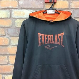 SD10-760★訳あり格安★グレー×オレンジ★USA古着★【EVERLAST エバーラスト】スウェットパーカー【ユース M 140～150】キッズ 裏起毛