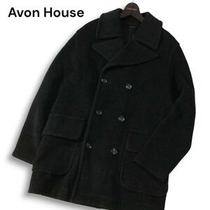 Avon House エーボンハウス 秋冬 ウール100%★ Pコート ピーコート Sz.38 メンズ ブラック　I5T00003_1#N