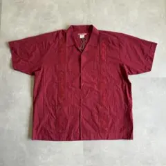 90s US古着 XL キューバ シャツ ボルドー vintage