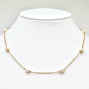 テリ良し!!＊TASAKI(田崎真珠)K18本真珠ステーションネックレス＊j 約5.3g 約42.5cm パール pearl jewelry necklace EC4/EC9