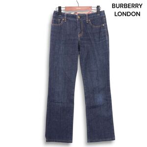 BURBERRY LONDON バーバリー ロンドン 通年 ノバチェック使い♪ ストレッチ ストレート デニム パンツ Sz.34 レディース　K5B00010_1#R