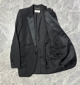 SAINT LAURENT PARIS サンローラン パリ 2020年 ヴァカレロ ウール ピークドラペル スモーキング タキシード テーラード ジャケット 34 黒