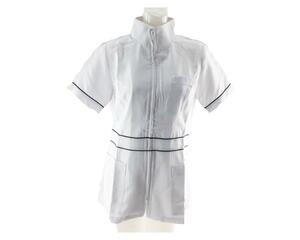 スタンドカラージャケット ビューティウェア 看護師 介護士 Mサイズ ホワイトxブラック 送料250円