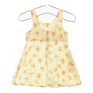 【12413】美品 kumikyoku ワンピース 110センチ クリーム ピンク 良品 クミキョク 花柄 子供服 キッズ 女の子 ノースリーブ かわいい 総柄