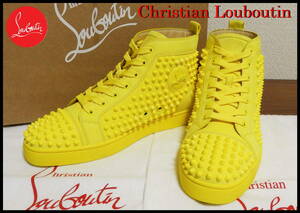 正規品 クリスチャンルブタン ルイススタッズ 黄色 新作 Christian Louboutin ルイススパイク メンズ ハイカット スニーカー 42 イエロー