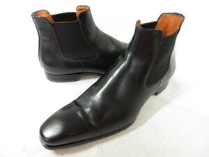 超美品 【サントーニ Santoni】 レザー プレーントゥ サイドゴアブーツ 紳士靴 (メンズ) size7.5 ブラック ◯30MZA6904○