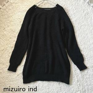 mizuiro ind　ミズイロインド　ローゲージニットチュニックワンピース　モヘア混　コクーンシルエット　黒