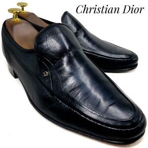 ☆即決・送料無料☆Christian Dior ディオール センターエラスティックローファー 黒 ブラック 26cm 革靴 ビジネスシューズ 本革 メンズ